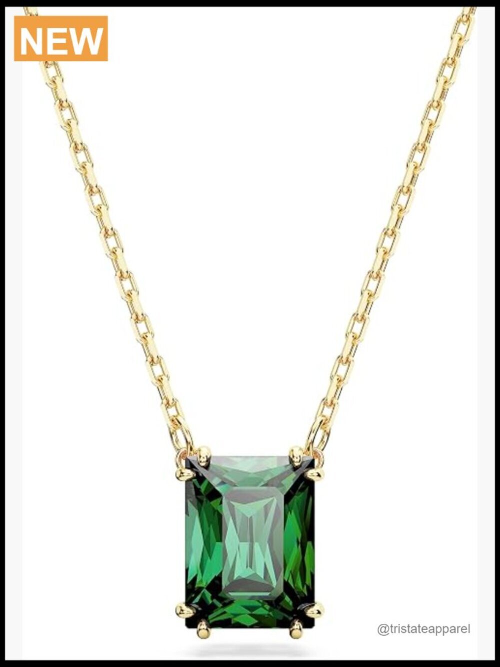 Cubic Zirconia Pendant Necklace with Green Stones